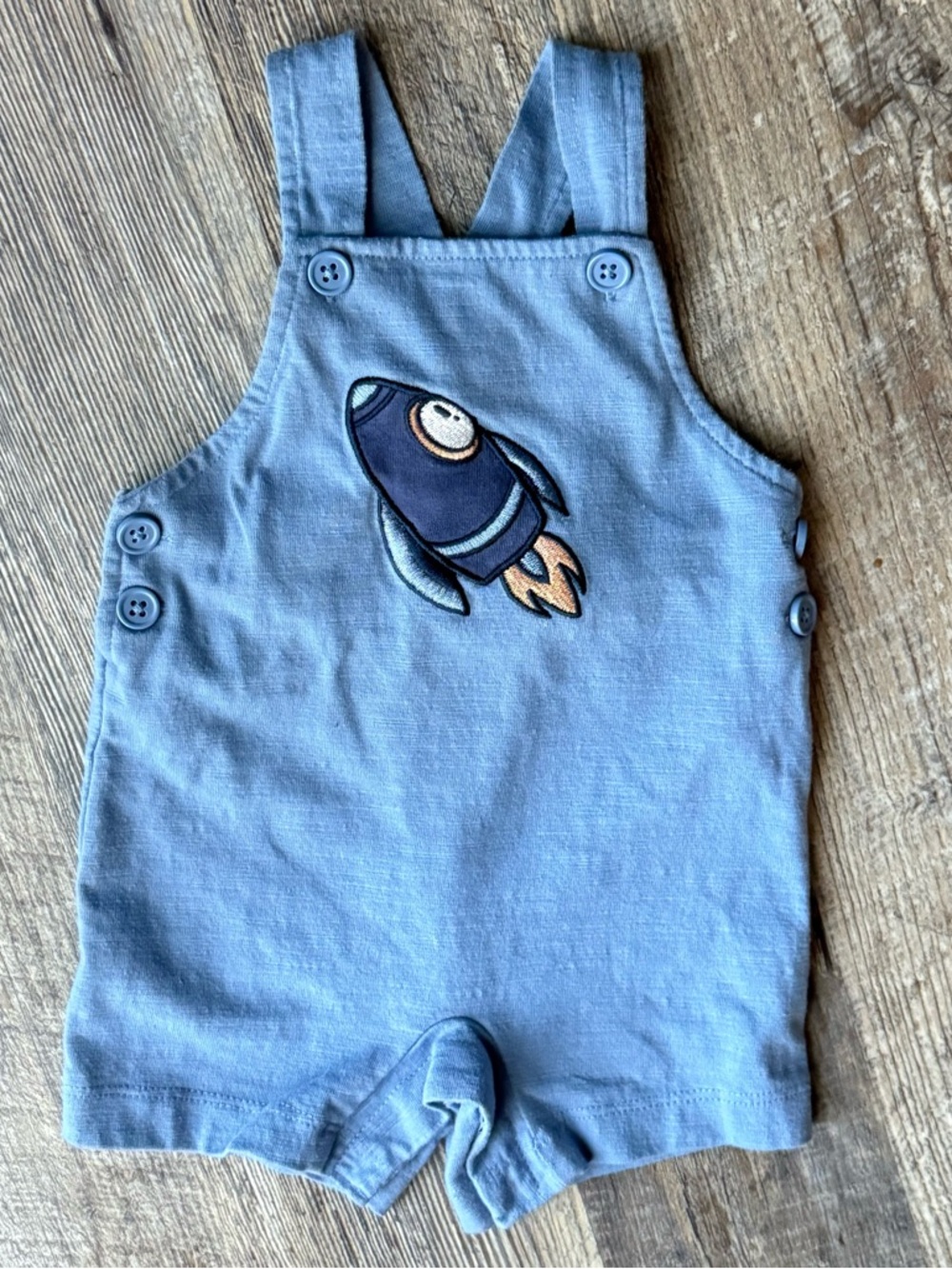 Pekkle 3M Blue Rocket Appliqué Baby Romper‎
